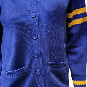 Custom Embroidery Sgrho Jacquard Knitted <b>Cardigan</b> <b>Sweater</b> Long Sleeve Uniform Sorority Gold Blue Knitwear Winter Coat Wholesale - Product Image 4