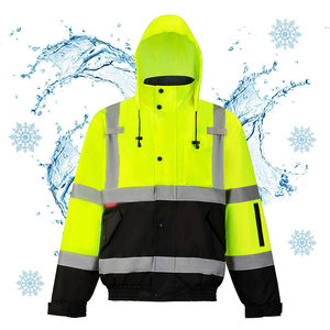 Veste de travail unisexe haute visibilité en polyester réfléchissant certifiée CE, rose avec bandes sur le capuche - Product Image 2