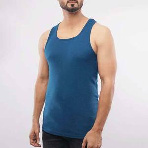 Men's <b>Navy</b> Blue Sleeveless O-Neck Tank <b>Top</b> Casual Knitted Solid Color Fit - Product Image 3