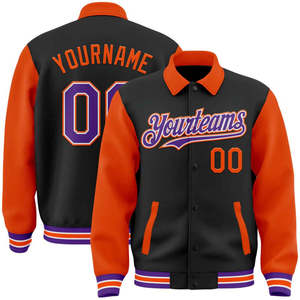 High Quality Custom Varsity Baseball Jacket Bomber Coat <b>Name</b> Number Embroidered Button-Up Stand Collar Winter Outerwear - Product Image 2