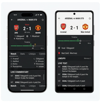 Aplicación de Puntuaciones de Fútbol RoyalCraft Enterprise, Puntuaciones y Estadísticas en Vivo para IOS/Android/Linux/Mac - En Stock