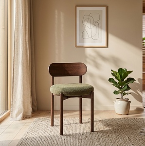 Chaise de salle à manger moderne en teck Nara de luxe avec coussin rond rembourré résistant à l'eau pour projets hôteliers - Product Image 2