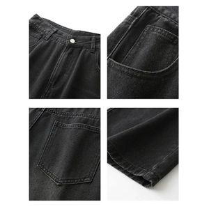 Men's Wide Leg Distressed Ripped Denim <b>Jeans</b> High Waist Loose Fit Stonewashed Cotton Streetwear Style Autumn Wear - Product Image 6
