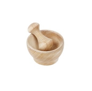 Mortier et pilon en bois professionnels pour broyer les épices, les herbes, les graines et préparer des recettes de cuisine fraîches - Product Image 1