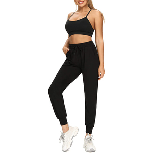 Pantalon de jogging large noir personnalisé pour femme, en molleton, pantalon de survêtement et pantalon en coton pour femme, vente en gros - Product Image 6