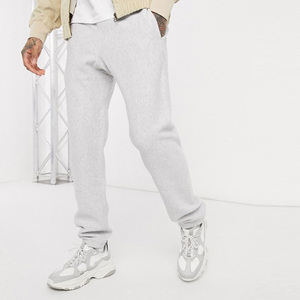 <b>Men's</b> Light Gray Elastic Waist Sweatpants With Side Pockets Casual Midweight Cotton Joggers Autumn Wear - Product Image 1