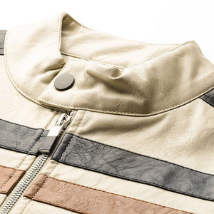 Veste de motard sur mesure de haute qualité pour homme, manteau en cuir tendance, col montant, poches, cuir véritable, veste d'hiver. - Product Image 6