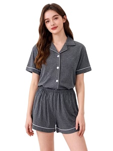 Elegant Animal Print Short Sleeve Front Luxury Women's Loose Full Length 100% Cotton Breathable Super Soft Pajama Bangladesh - Product Image 2