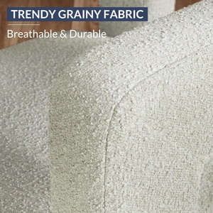 Poltrona da pranzo moderna in stile bouclé color crema poltrona imbottita in lino con schienale per <span class=keywords><strong>cucina</strong></span> da pranzo e soggiorno - Product Image 6