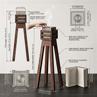 Brûleur à Bakhoor moderne en bois sur pied avec accent en cuir. Encensoir de luxe pour la maison, objet décoratif pour l'encens