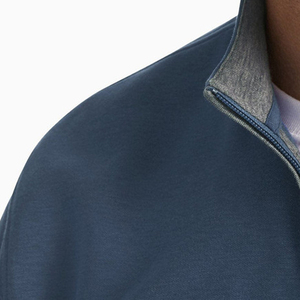 Pull en maille bleu pour homme, col montant zippé, manches longues, coupe classique, couleur unie, décontracté, pour l'automne - Product Image 5