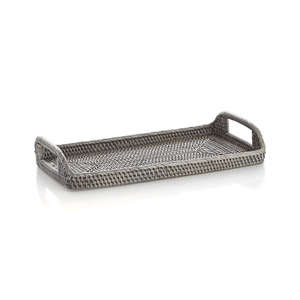 Premium Grey Rattan <b>Bathroom</b> <b>Accessory</b> <b>Set</b> Tissue Box Covers Round Canisters & Tray Suitable For Home & Hotel Decor - Product Image 3