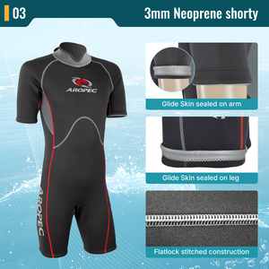 Combinaison de plongée courte en néoprène 3 mm AROPEC pour homme, fermeture éclair dorsale en titane, coutures plates, pour surf et plongée, service OEM avec logo personnalisé - Product Image 4