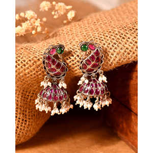 ต่างหูเงินทรงจุ่มกี้ รุ่นมอร์นี แฟชั่น ของมีร่า จาปุร - Product Image 2