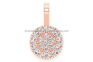 Wholesale 10K <b>Solid</b> <b>Gold</b> Rhodium Women's Minimalist Two-Tier Halo Statement Necklace Lab Grown Diamond Fine <b>Pendants</b> Disc Charms - Product Image 5