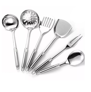 Stainless Steel Kitchen <b>Utensil</b> <b>Set</b> 6 Pieces Dishwasher Safe <b>Cooking</b> Spoon With Elegant Handle <b>Cooking</b> tool - Product Image 4