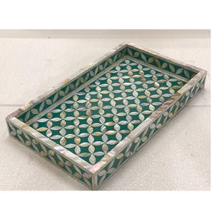 Plateau de service personnalisé de haute qualité fabriqué à la main en bois naturel incrusté d'os écologique pour la maison, les restaurants et les hôtels directement - Product Image 1