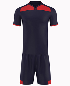 Men's Navy Red Color Blocked Soccer Jersey Short Sleeve Moisture Wicking <b>Athletic</b> Fit Sublimated Print All Seasons Sportwear - Product Image 5