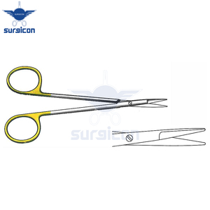 Knapp Scissors <b>12</b> cm (4-3/4 Inch) Straight Blunt TC Gold Tungsten Carbide Surgical Scissors Stainless Steel Precision Operating - Product Image 3