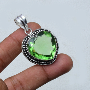 Green Amethyst Pendant 925 Sterling <b>Silver</b> Natural Gemstone Pendant Birthday Gift for Women - Product Image 3