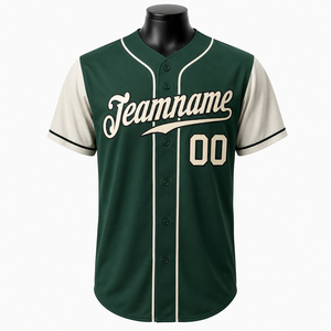 Mens <b>Baseball</b> Jersey Green White Button Up Short Sleeve Team Sportswear Shirt Casual Athletic Top - Product Image 1