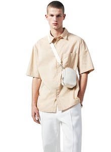 เสื้อคอตตอนแขนสั้นลำลองของผู้ชาย, เสื้อเชิ๊ตผ้าฝ้ายผ้าสักหลาดเนื้อนุ่มระบายอากาศได้ดีเทรนด์สูง - Product Image 3