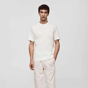 New Arrival <b>Men's</b> White O-Neck Short Sleeve T-Shirt Regular Fit Casual Jersey Cotton Solid Color Blank Design - Product Image 3