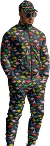 <b>Men</b>’s Retro Neon Dinosaur Graphic Tracksuit Set – Premium Three-Piece All-Over Print Collection Featuring Full-Zip Track <b>Jacket</b>, - Product Image 2