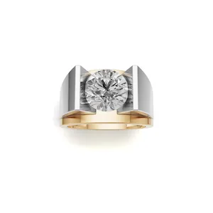Forge Tension Men <b>Diamond</b> <b>Ring</b> in 18K Yellow Gold Round Cut <b>Diamond</b> <b>Ring</b> Lab Created <b>Diamond</b> <b>Ring</b> for Men's - Product Image 1