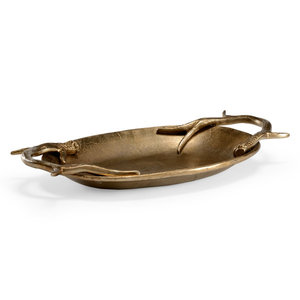 Bandeja de Servir Decorativa de Metal Plateado con Hojas de Roble, Plato Botánico para Alimentos, Bandejas de Almacenamiento para Mesa de Comedor, Sala de Estar o Bar - Product Image 3