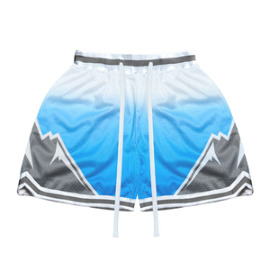 Shorts de basketball pour homme bleu marine avec cordon de serrage, motif éclair jaune-orange, maille respirante, style sportif - Product Image 5