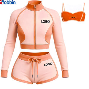 Ensemble 3 pièces tendance pour femme : survêtement streetwear personnalisé avec veste et short contrastants – Collection été très prisée - Product Image 3