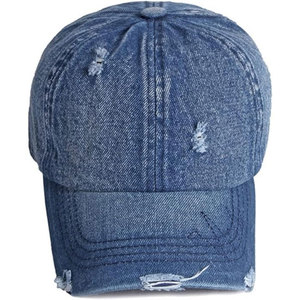 Gorra de Béisbol Unisex de Mezclilla, 6 Paneles, Ajustable, Lavada, de Color Sólido, Informal, para Primavera/Verano, Talla Adulto - Product Image 4
