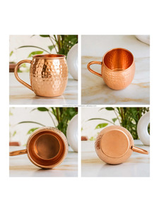 Tasses à Moscow Mule en cuivre martelé personnalisées, 350-400 ml, style vintage, prix abordable, en promotion - Product Image 6