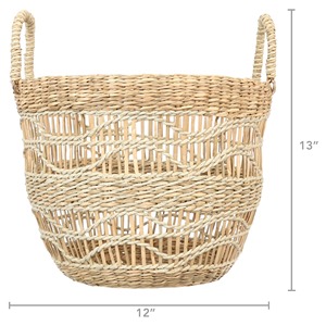 Panier en jonc de mer tressé à la main avec détails uniques, panier de rangement artisanal, vente en gros, écologique, fabriqué au Vietnam - Product Image 2