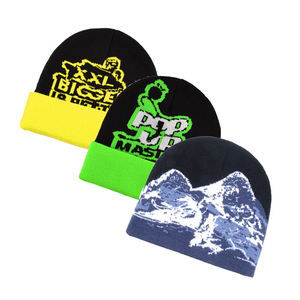 Gorro de Invierno Personalizado OEM 2026 con Logotipo, Tejido y Estampado, Diseño Jacquard Y2K Gótico sin Dobladillo, Gorro Tipo Skull Cap - Product Image 6