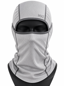 Pasamontañas MIAZ, Máscara Facial de Cobertura Total, Transpirable, Unisex, para Adultos, Ajustable, con Estampado Digital a Rayas, Gris, Malla, el Mejor - Product Image 1