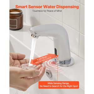Rubinetto per Lavabo Bagno con Sensore di Movimento Senza Contatto, con Copertura per Foro Acqua Fredda e Funzionamento a Batteria - Miscelatore - Product Image 2