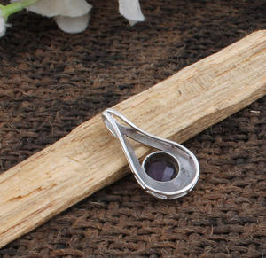 Collier unisexe vintage en argent sterling 925 plaqué platine avec breloques en améthyste naturelle serties clos, bijoux de famille, février - Product Image 3