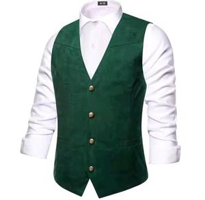Gilet de moto en cuir respirant avec boutons, coupe-vent, poches latérales cachées - Product Image 1