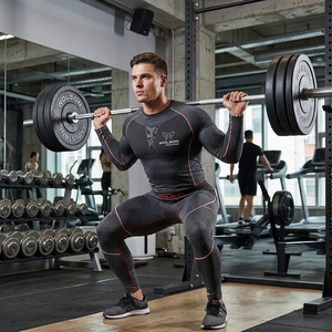 Men's Fitness Compression Clothing Set Moisture Wicking Fabric <b>Animal</b> Print Crystal Decoration Elastic Waist for <b>Running</b> - Product Image 3
