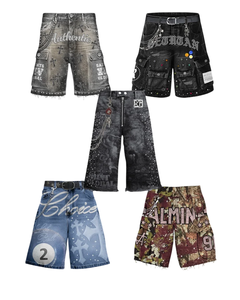Relicstar - Pantalones Cortos Vaqueros Personalizados con Pedrería para Hombre, Estampado en Serigrafía, Estilo Vintage, 100% Algodón - Product Image 6