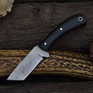 Couteau à lame fixe en acier Damas portable avec manche en bois, couteaux de survie professionnels pour la chasse et le camping en plein air, pour le bricolage - Product Image 3