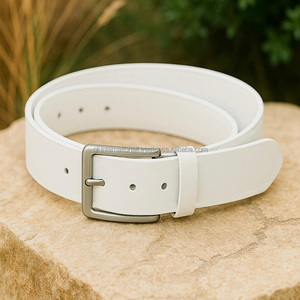 Cinturón informal de cuero Premium blanco de alto acabado para hombres y mujeres Adecuado para fines de regalo tamaños personalizados disponibles - Product Image 4