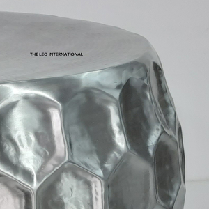 Table basse tambour au design moderne, en métal aluminium argenté brillant poli, accessoires de mobilier de maison de haute qualité - Product Image 6