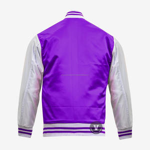 Chaqueta de satén de béisbol bordada personalizada al por mayor 100% chaquetas universitarias de bombardero de béisbol de satén personalizadas de poliéster/ - Product Image 2