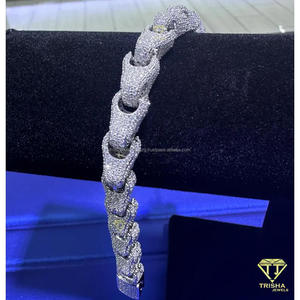 Luxury Fully <b>Iced</b> <b>Out</b> Cuban Link Moissanite Bracelet with VVS D Color Stones Diamond Look Hip Hop Statement Jewelry for Men - Product Image 5