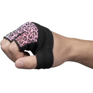 Unisex Neoprene Leopard Print Half <b>Finger</b> Wrist <b>Support</b> Gloves Adjustable Palm Guard Hook Loop for Strength Training Gym Tennis - Product Image 2