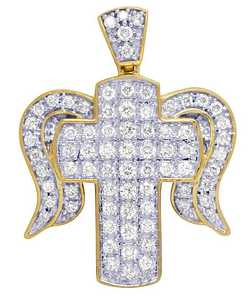 Pendentif Croix Ailes d'Ange Iced Out en Or Rose Moissanite, Bijou Hip Hop de Luxe, Pièce d'Affirmation pour Soirée - Product Image 3