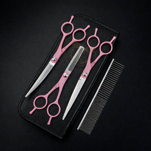 Kit Completo de Tijeras de Lujo para Peluquería Canina, 4 Piezas, Acero Inoxidable, Autolimpiantes, Herramientas Profesionales, Elegantes Mangos Azules - Product Image 6